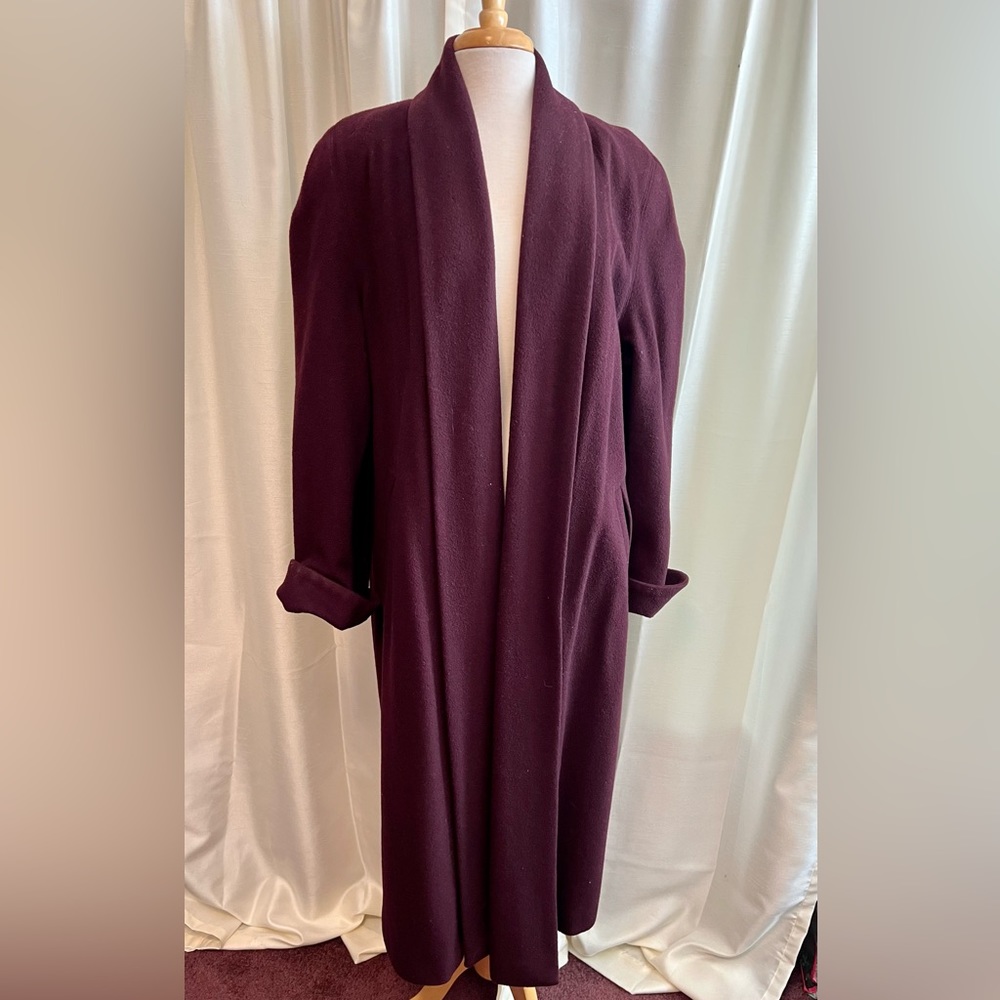 Vintage eggplant wool long winter coat lined size 14